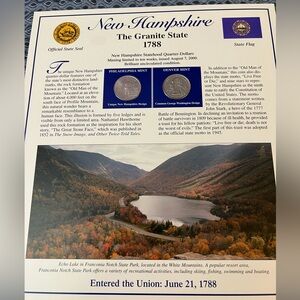 New Hampshire State Coin and Stamps Card Historical Geographical